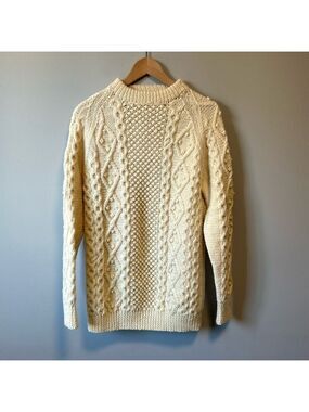 Hand Knit Coastal Wool Fisherman Sweater Small